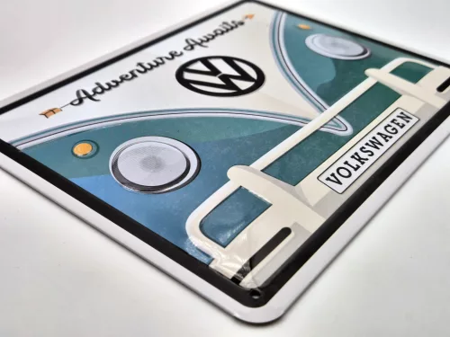 Volkswagen VW T1 Transporter - Adventure Awaits - metal poster metal sign (20x15cm)