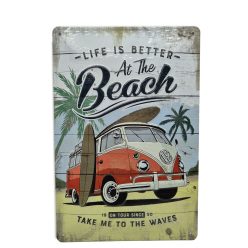   Volkswagen VW T1 Transporter Life is better – metal sign / metal plate (20x30cm)