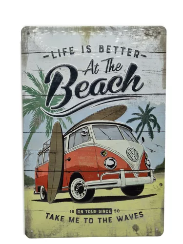 Volkswagen VW T1 Transporter Life is better – metal sign / metal plate (20x30cm)