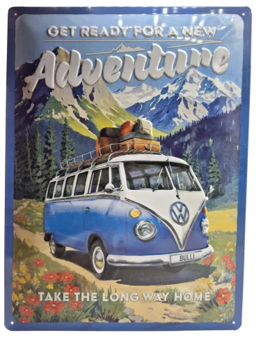 Volkswagen VW T1 Transporter – Get ready for a new Adventure – metal sign (30x40cm)