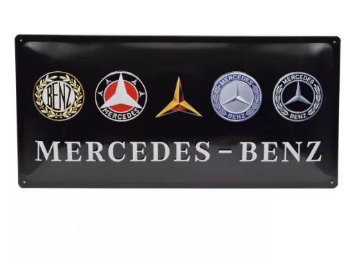Mercedes-Benz logo evolution – metal sign (50x25cm)