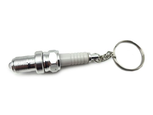 Spark plug–shaped keychain