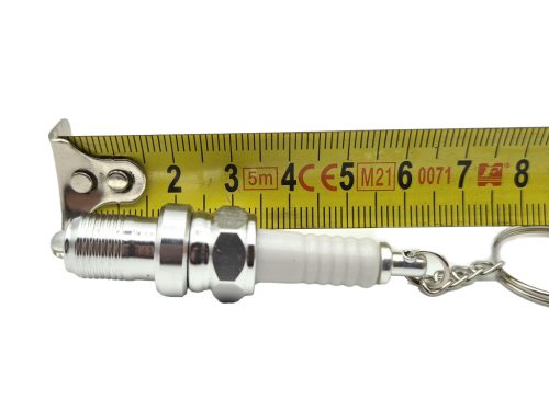 Spark plug–shaped keychain