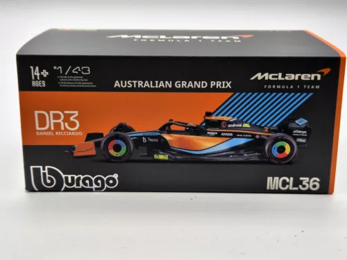 McLaren F1 MCL36 #3 (2022) Australian GP - Daniel Ricciardo - WITH DRIVER - Bburago - 1:43