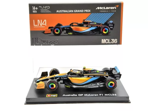 McLaren F1 MCL36 #4 (2022) Australian GP - Lando Norris - WITH DRIVER - Bburago - 1:43