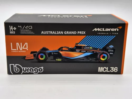 McLaren F1 MCL36 #4 (2022) Australian GP - Lando Norris - WITH DRIVER - Bburago - 1:43