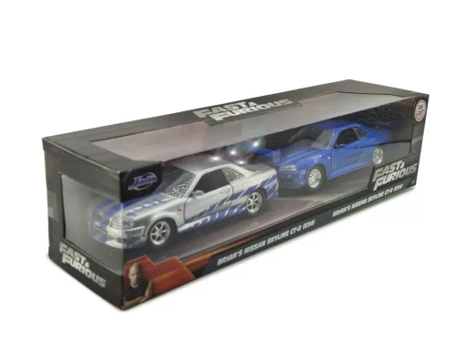 Fast & Furious / 2 Car Set - Brian's Nissan Skyline GT-R - Jada - 1:32
