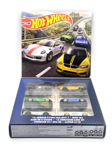 Hot Wheels 6-piece set - Jaguar F-Type Project 7 / BMW M4 / Audi RS 5 Coupe / Mercedes AMG GT / Porsche 911 GT3 RS / Alpine A110 - Hotwheels - 1:64