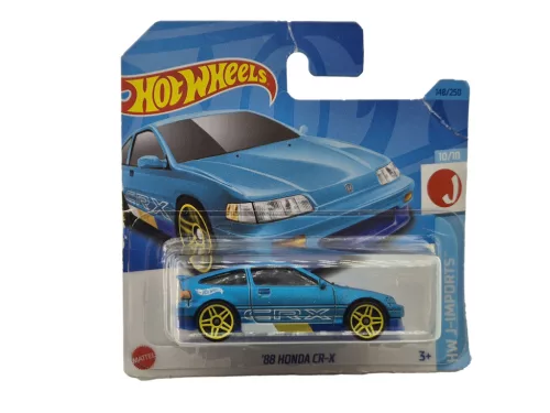 HW J-Imports - 2023 148/250 - Honda CR-X CRX (1988) - Hot Wheels - 1:64 1/64 die-cast car - with creased blister 