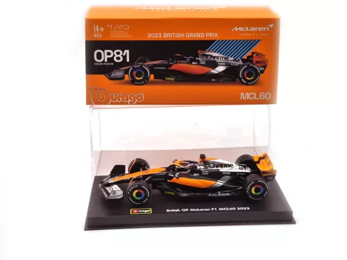McLaren MCL60 F1 #81 (2023) - British GP 4th - Oscar Piastri - WITH DRIVER - BBurago - 1:43
