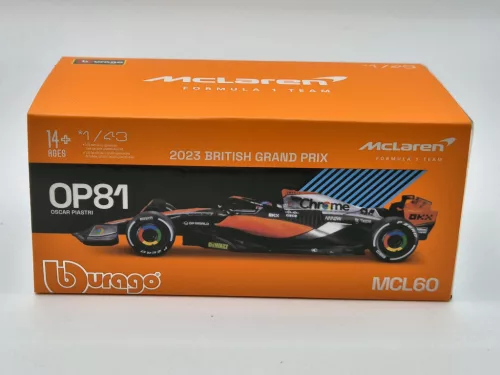 McLaren MCL60 F1 #81 (2023) - British GP 4th - Oscar Piastri - WITH DRIVER - BBurago - 1:43