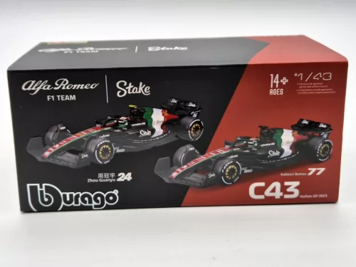 Alfa Romeo C43 F1 #77 (2023) - Monza Italy GP - Valtteri Bottas - WITH DRIVER - Bburago - 1:43
