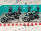 Mercedes GP F1 set - 2023 W14 Lewis Hamilton - 2023 W14 George Russell - 2022 W13 Lewis Hamilton - 2021 W12 Lewis Hamilton - Bburago - 1:43