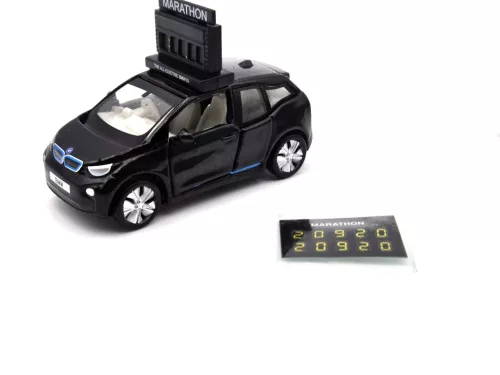 BMW i3 Marathon Clock Car - Tiny Toys - 1:64