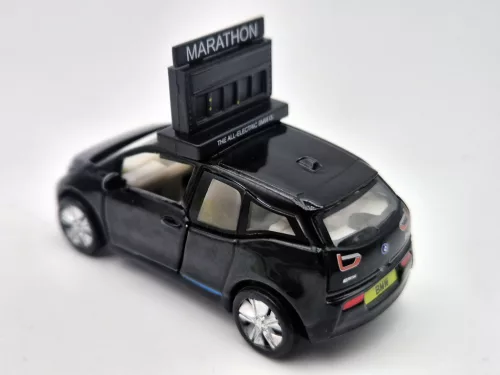 BMW i3 Marathon Clock Car - Tiny Toys - 1:64
