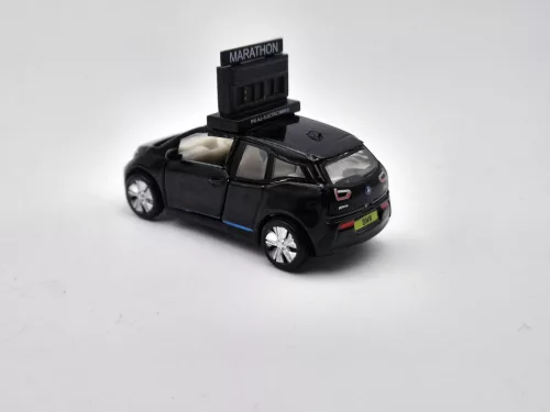 BMW i3 Marathon Clock Car - Tiny Toys - 1:64