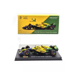   McLaren MCL38 F1 #4 (2024) - Monaco GP (Senna 30th Anniversary) - Lando Norris - WITH DRIVER - Bburago - 1:43