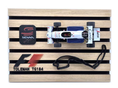 Toleman Hart TG184 F1 #19 (1984) - Ayrton Senna - on display plaque - decorative item - Edicola - 1:24