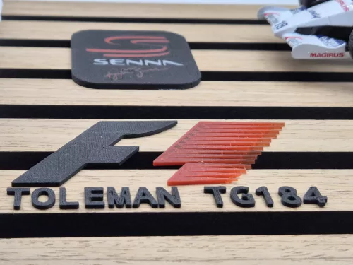 Toleman Hart TG184 F1 #19 (1984) - Ayrton Senna - on display plaque - decorative item - Edicola - 1:24