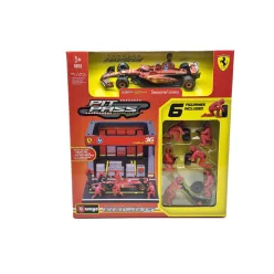   Ferrari Pit Stop - box diorama - SF-24 F1 #16 (2024) - Charles Leclerc - with mechanics - Bburago - 1:43