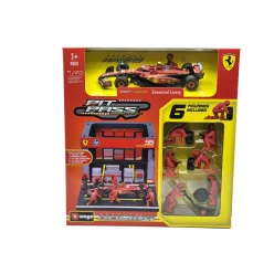   Ferrari Pit Stop - box diorama - SF-24 F1 #55 (2024) - Carlos Sainz - with mechanics - Bburago - 1:43