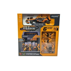   McLaren Pit Stop - box diorama - MCL38 F1 #4 (2024) - Lando Norris - with mechanics - Bburago - 1:43