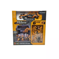   McLaren Pit Stop - box diorama - MCL38 F1 #81 (2024) - Oscar Piastri - with mechanics - Bburago - 1:43