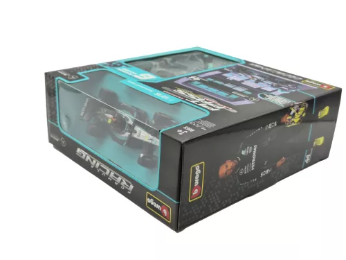 Mercedes Pit Stop - box diorama - W14 EQ Performance F1 #44 (2023) - Lewis Hamilton - with mechanics - Bburago - 1:43