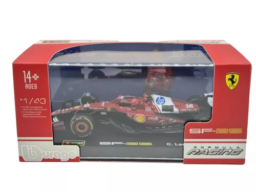 Ferrari SF-25 Team Scuderia F1 #16 (2025) – Charles Leclerc – WITH DRIVER – Bburago – 1:43