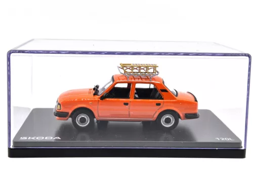 Skoda 120L (1984) – with roof rack and sled – orange – Abrex – 1:43 scale model car