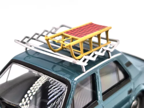 Skoda 120L (1984) - with roof rack and sled - turquoise - Abrex - 1:43 1/43 model car die-cast